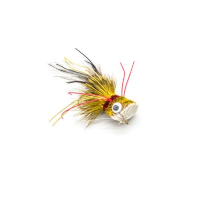 popper jaune forme grenouille en chevreuil (mouche black-bass)